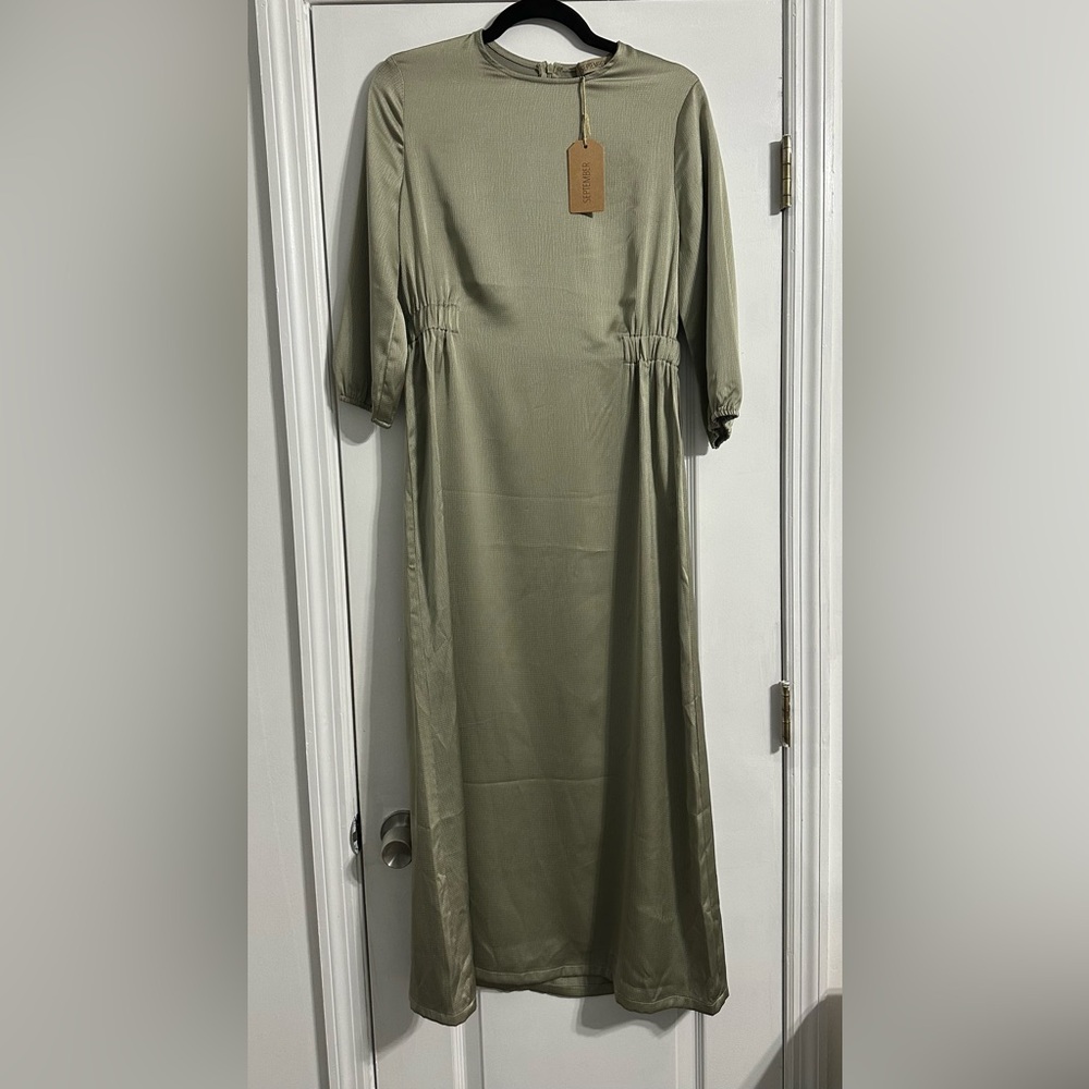 NWT Sage Green Midi Dress – Modest, Elegant & Chic